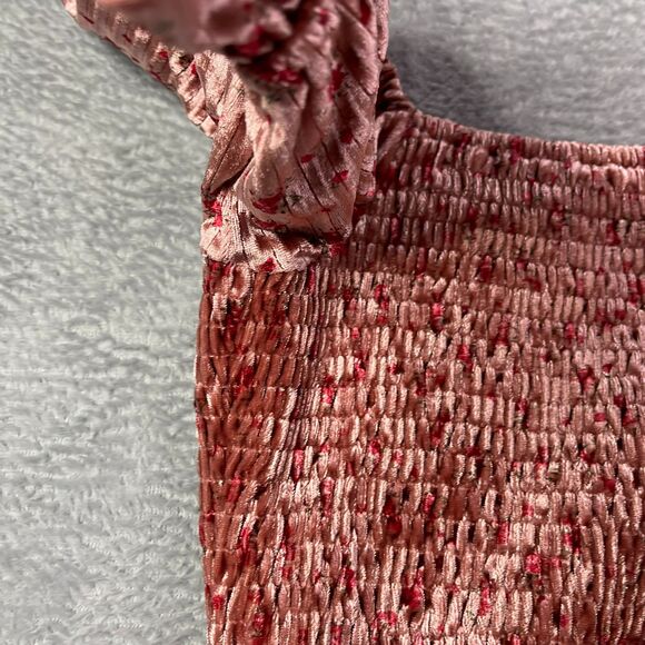 Lulus Dusty Rose Floral Velvet Dress Size Medium - Picture 7 of 13